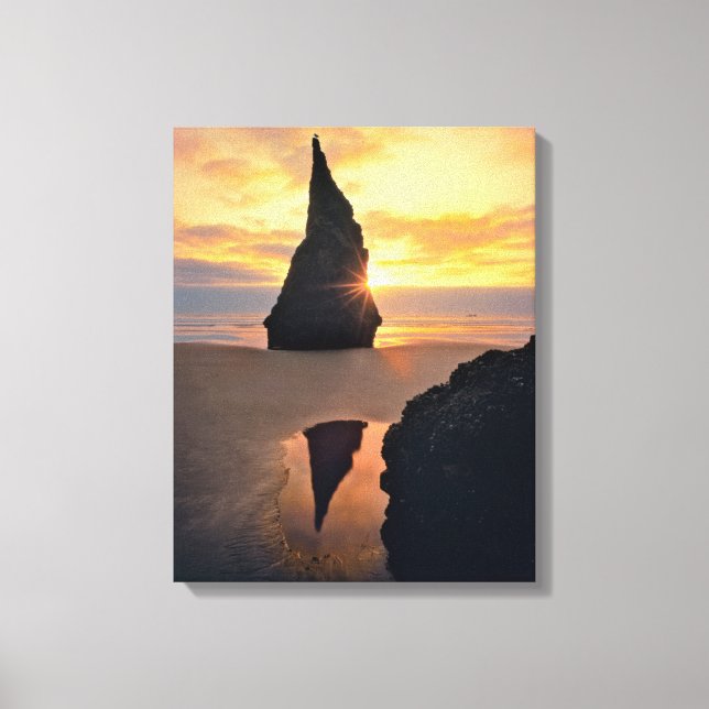 Toile États-Unis, Oregon. Formation rocheuse au coucher  (Recto)