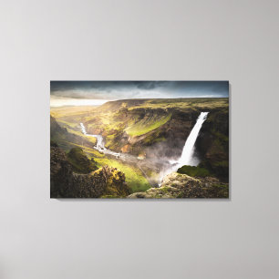 Toile Été de la cascade   de Haifoss en Islande