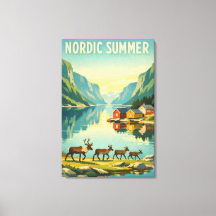 Toile Été nordique – Voyages vintage dans les fjords sca