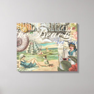 Toile été plage vintage pieuvre antique voile