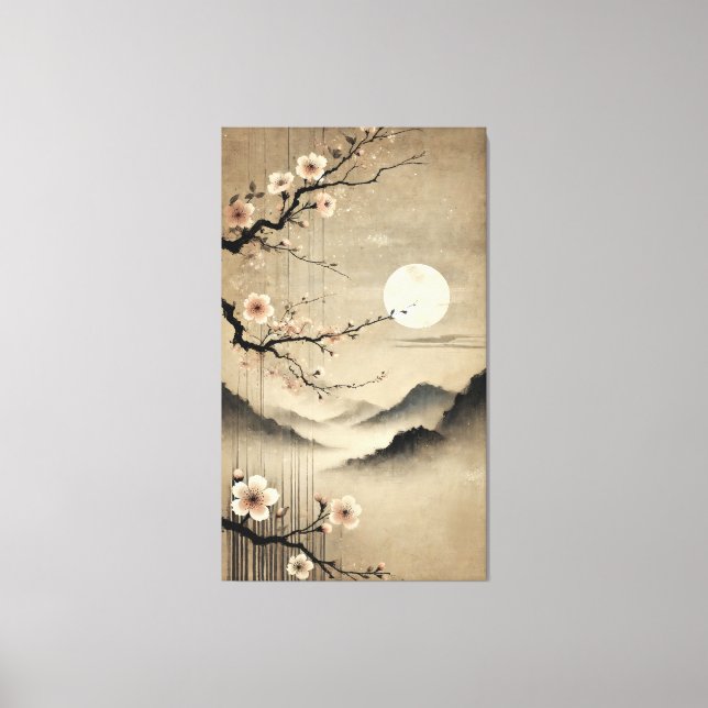 Toile Ethereal Sakura Moon - Wabi-Sabi Art Japonais (Recto)
