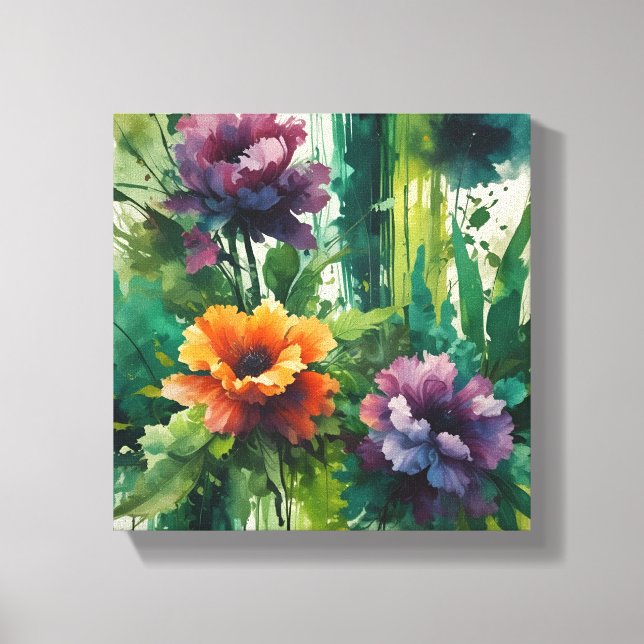 Toile Ethérée Aquarelle Explosion florale (Recto)