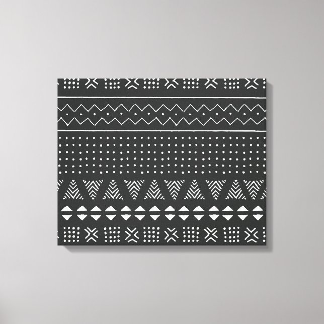 Toile Ethnie tribale : motif noir blanc. (Recto)
