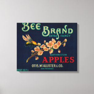Toile Étiquette de caisse d'Apple d'abeille