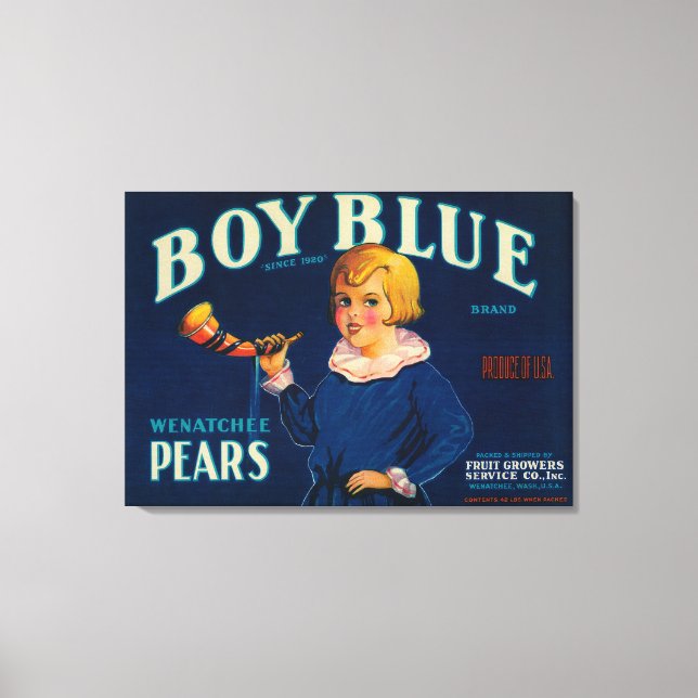 Toile Étiquette de fréquence de poire bleu garçon (Recto)