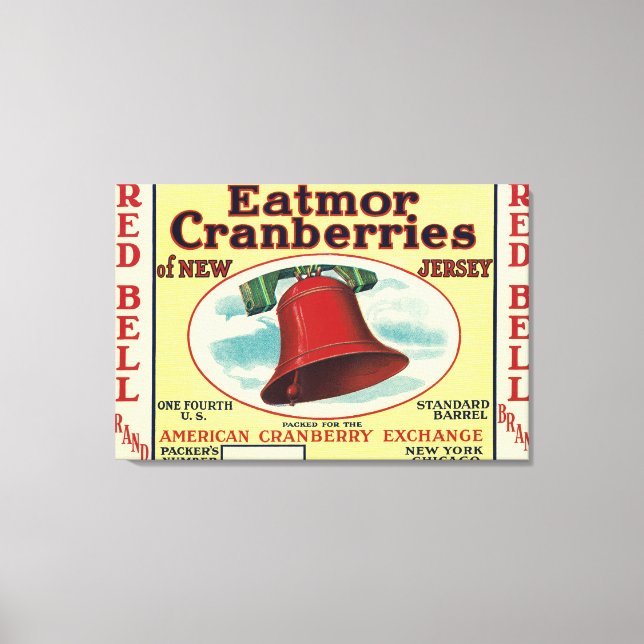Toile Étiquette de marque Red Bell Eatmor Cranberries (Recto)