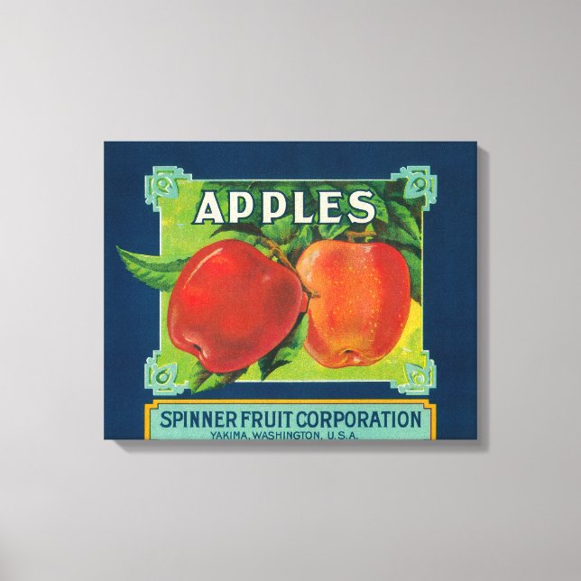 Toile Étiquette de pomme de fruits à spiner - Yakima, WA (Recto)