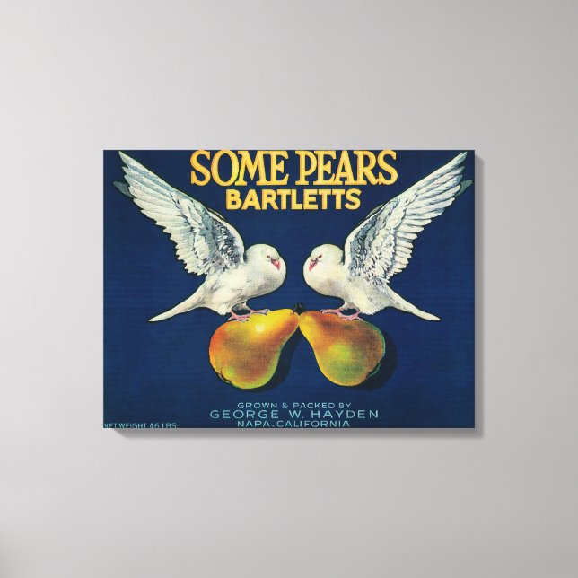 Toile Étiquette de vitesse de poiresNapa, CA (Recto)