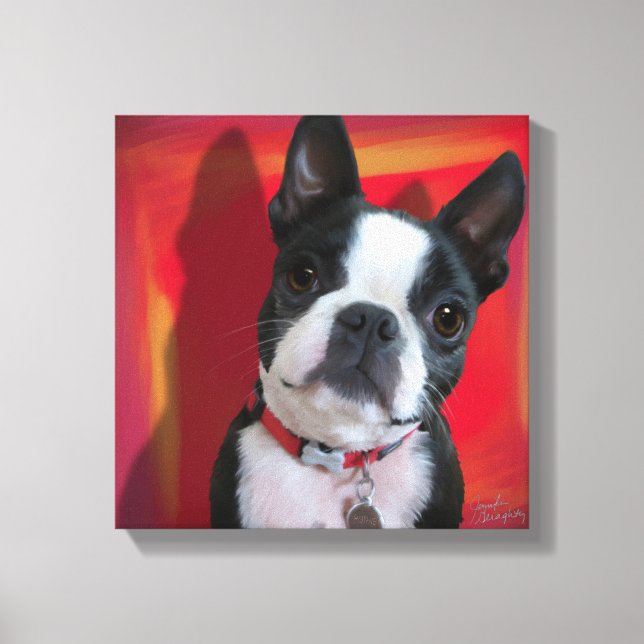 Toile étirée Boston Terrier 12x12 (Recto)