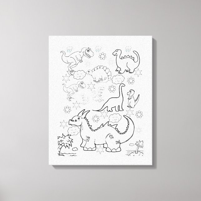 Toile étirée Dinosaures de coloration d'impression (Recto)