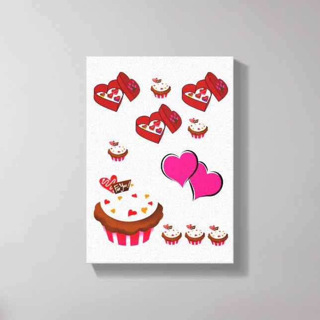 Toile étirée Imprimer Cupcake de la Saint-Valentin (Recto)