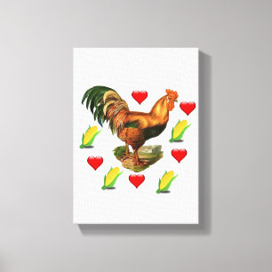 Toile étirée Imprimer Rooster de la Saint-Valentin