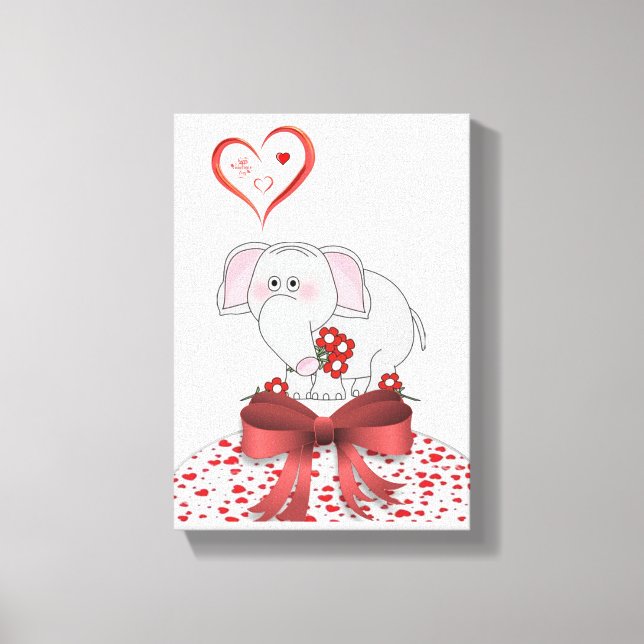 Toile étirée Imprimer Saint Valentin Eléphant (Recto)