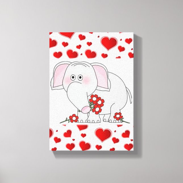 Toile étirée Imprimer Saint Valentin Eléphant (Recto)
