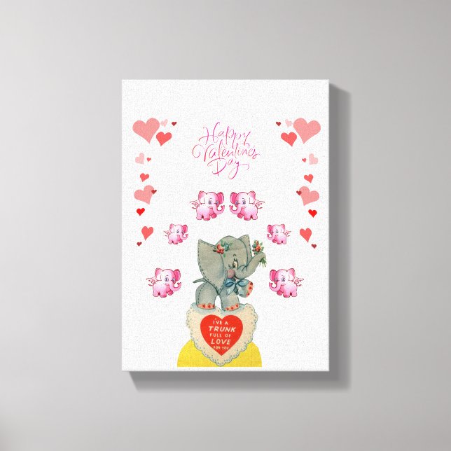 Toile étirée Imprimer Saint Valentin Eléphant (Recto)