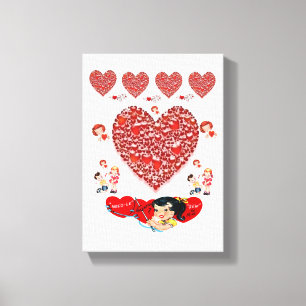 toile étirée Imprimer Saint Valentin Vintage