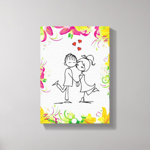 toile étirée Imprimer Saint Valentin Vintage