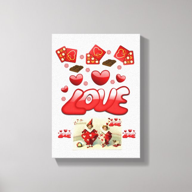 toile étirée Imprimer Saint Valentin Vintage (Recto)