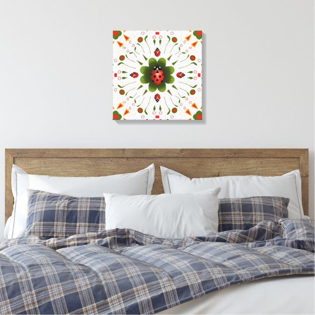 Toile étirée Ladybug-thème Imprimer 16" X 16" (Insitu(Chambre))