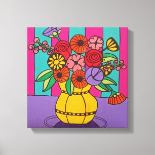 Toile étirée Vase Jaune