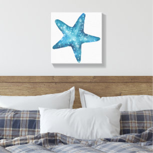 Toile Étoile de mer bleue aquarelle nautique
