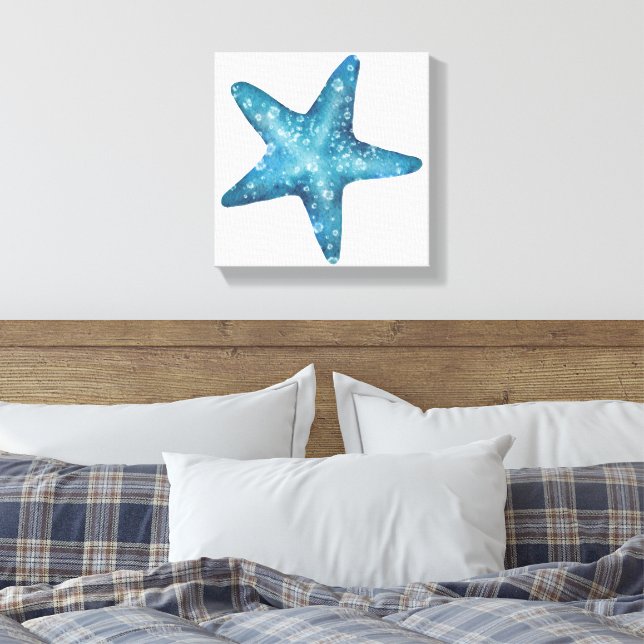 Toile Étoile de mer bleue aquarelle nautique (Insitu(Chambre))