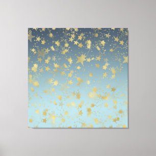 Toile Étoiles Aqua Blue Gold Ombre
