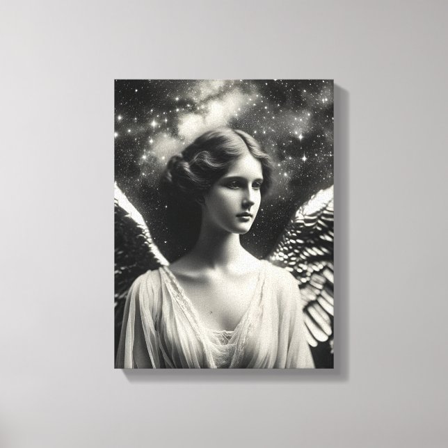 Toile Étoiles d'ange noir et blanc (Recto)