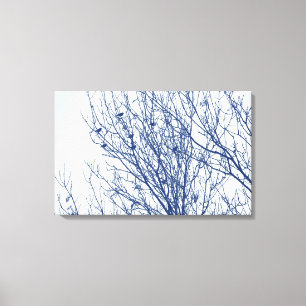 Toile Étoiles dans un arbre - Effet Cyanotype