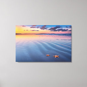 Toile Étoiles de mer sur le sable