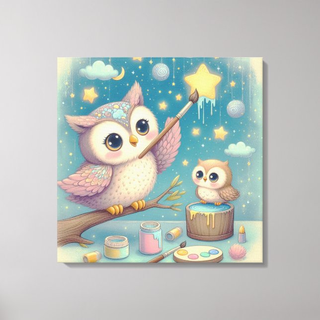 Toile Étoiles de peinture de hibou (Recto)