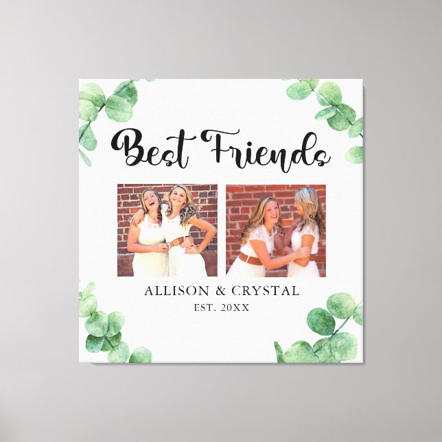 Toile Eucalyptus Best Friends 2 Photo Collage Script BFF (Recto)