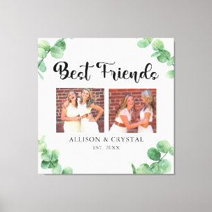 Toile Eucalyptus Best Friends 2 Photo Collage Script BFF