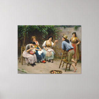 Toile Eugene de Blaas : La Cour - Repos d'art fin 16K