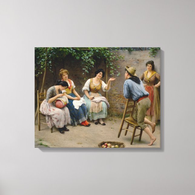 Toile Eugene de Blaas : La Cour - Repos d'art fin 16K (Recto)
