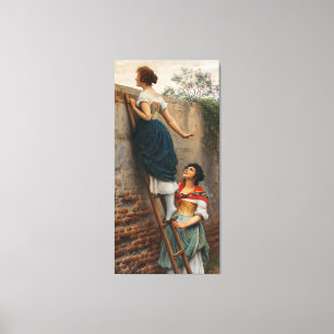 Toile Eugene de Blaas : Sur le mur - Restauration d'œuvr