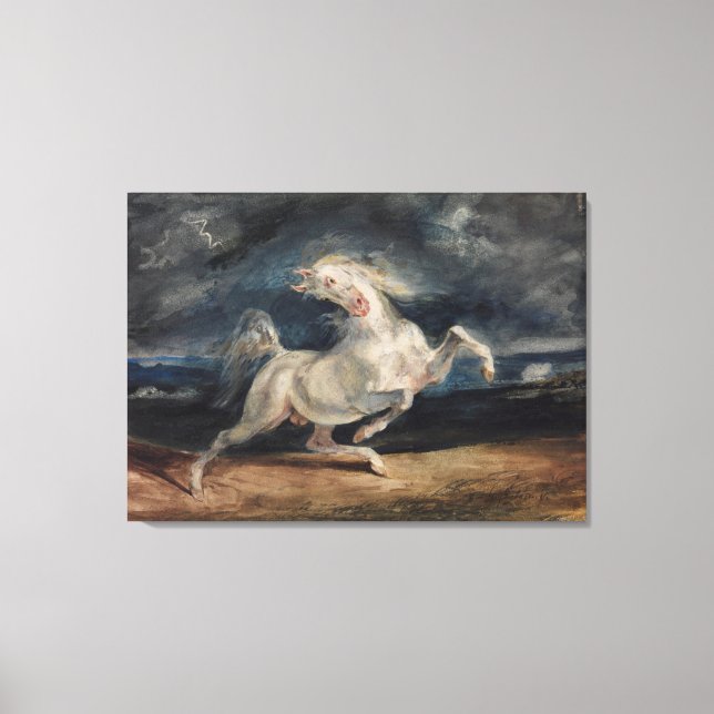 Toile Eugene Delacroix Horse effrayé par la foudre (Recto)