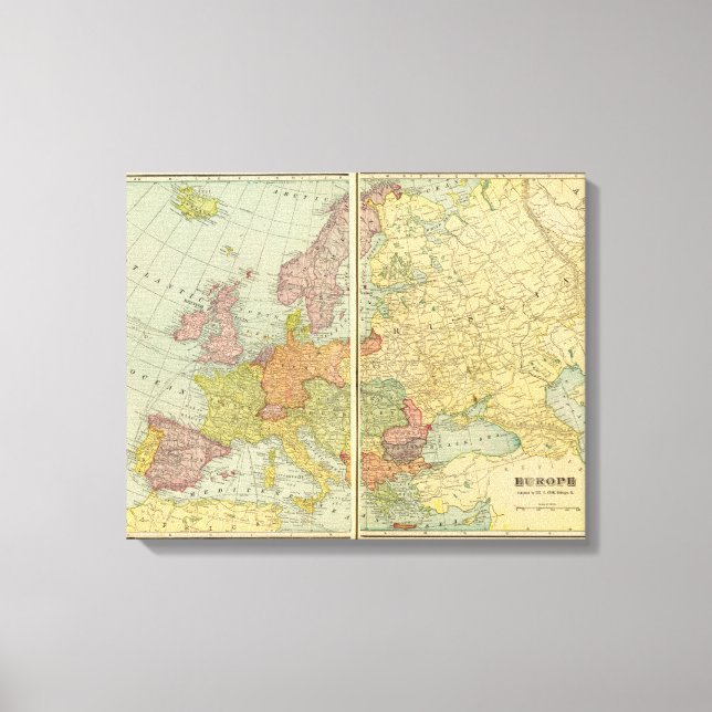 Toile Europe avec lignes télégraphiques (Recto)