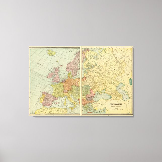 Toile Europe avec lignes télégraphiques (Recto)