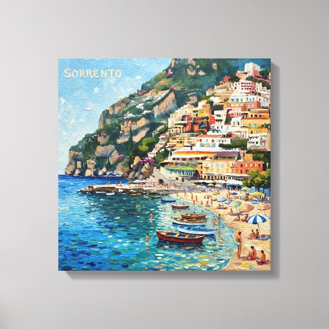 Toile Évasion ensoleillée au bord de mer de Sorrente sur (Recto)