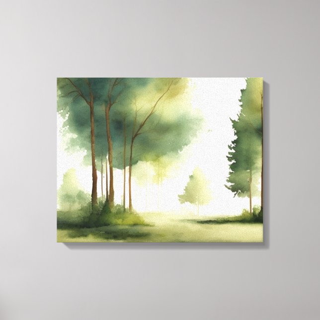 Toile Évasion Tranquille : Peinture de forêt à l'aquarel (Recto)