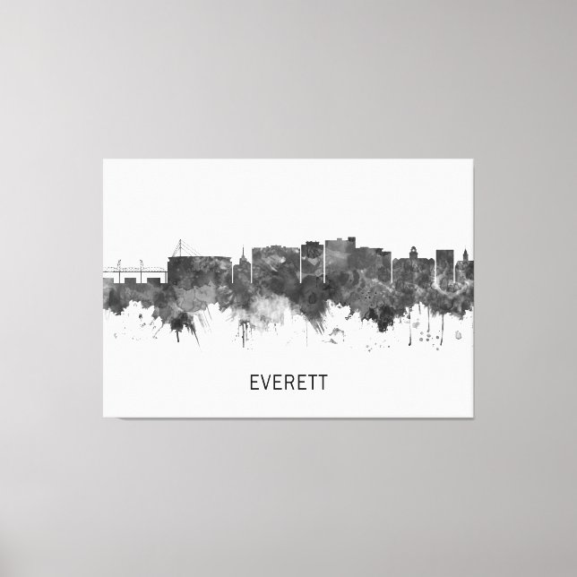 Toile Everett Washington Skyline BW (Recto)