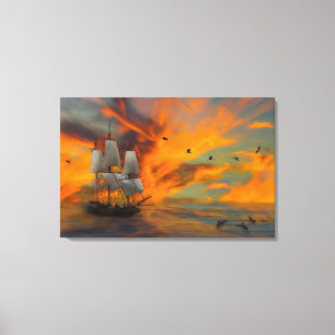 Toile Expédition au coucher du soleil