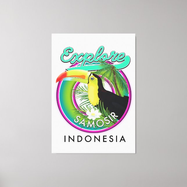 Toile explorer le logo voyage de Samosir indonesia (Recto)