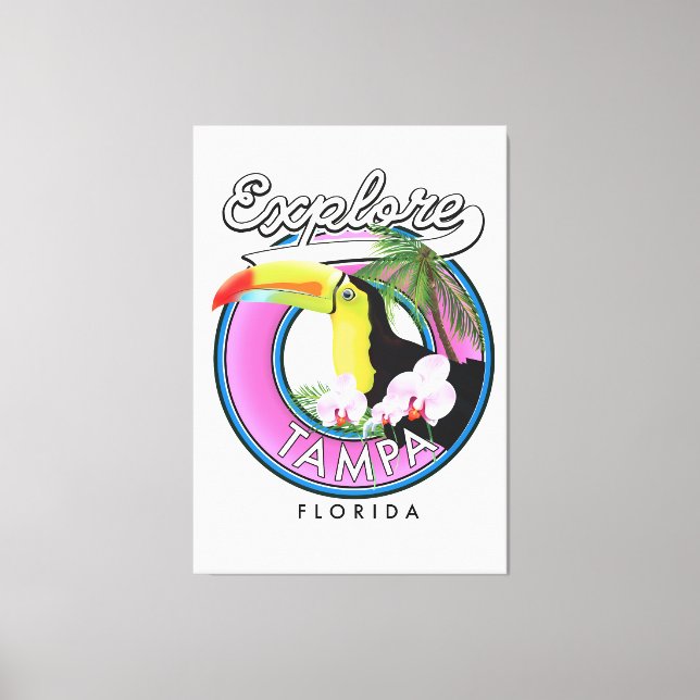 Toile Explorer Tampa Floride logo rétro (Recto)