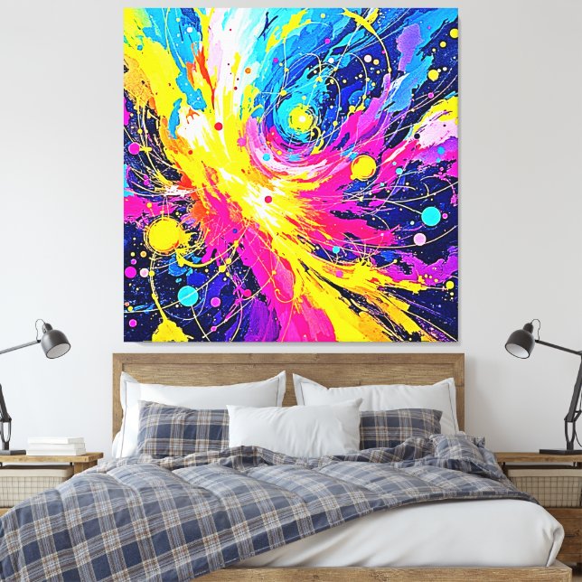 Toile Explosion Cosmique : Art vibrant à éclaboussures (Insitu(Chambre))