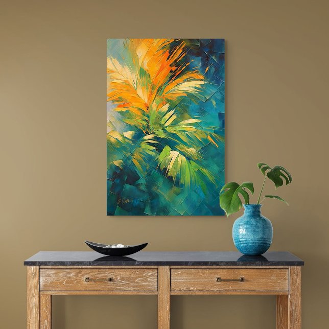Toile Explosion de palmier abstrait – Énergie tropicale  (Abstract Palm Burst – Tropical Energy in Motion)