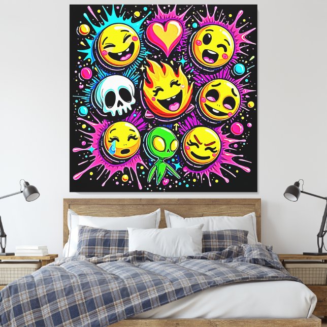 Toile Explosion Emoji Joueuse (Insitu(Chambre))
