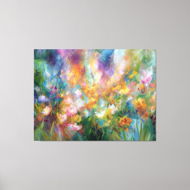 Toile Explosion florale cosmique abstraite dans des coul (Recto)