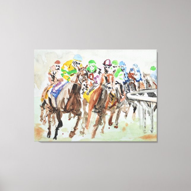Toile Expressionisme de virage de course de chevaux (Recto)